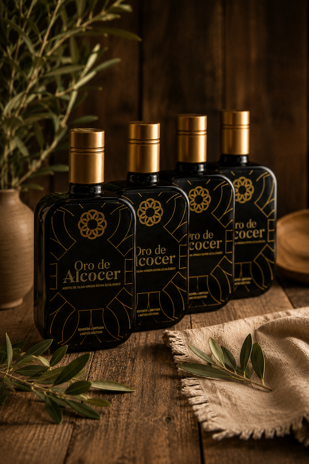 Pack 4 Botellas AOVE Ecológico Premium 500 ml | Oro de Alcocer
