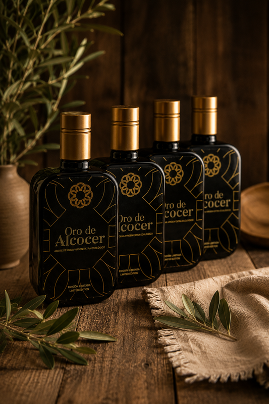 Pack 4 Botellas AOVE Ecológico Premium 500 ml | Oro de Alcocer